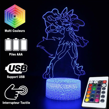 BowLift 3D Lamp: Lucario Pokémon LED Night Light