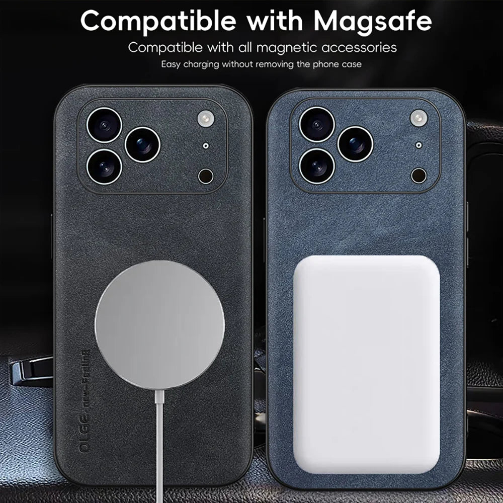 LZINA™ | LUXEGUARD – Premium Leather Phone Case with MagSafe for iPhone