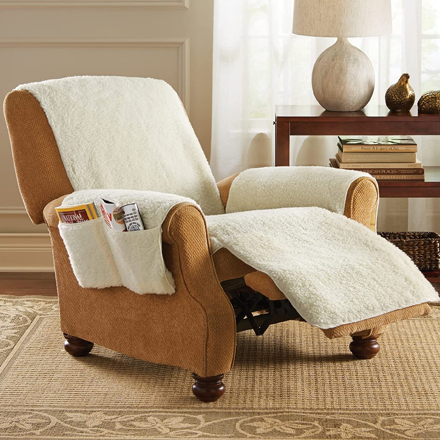 BowLift | Plush Sofa Cover Side Storage Pockets
