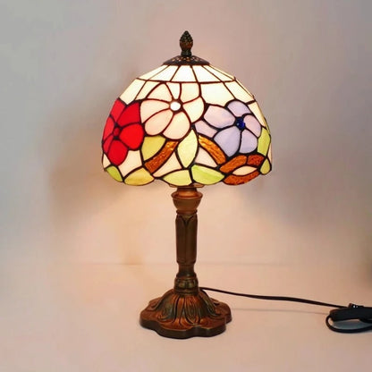 BowLift LED Table Lamp - Baroque Retro Style with Vintage Tiffany Glass (E27)