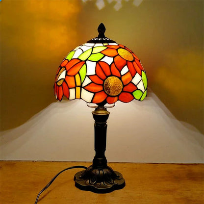 BowLift LED Table Lamp - Baroque Retro Style with Vintage Tiffany Glass (E27)