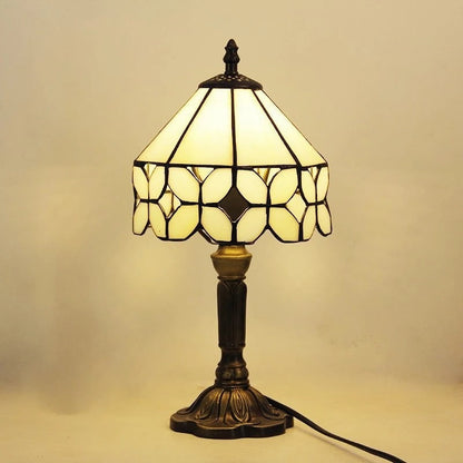 BowLift LED Table Lamp - Baroque Retro Style with Vintage Tiffany Glass (E27)