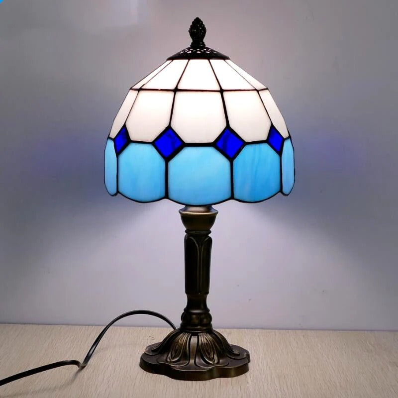 BowLift LED Table Lamp - Baroque Retro Style with Vintage Tiffany Glass (E27)