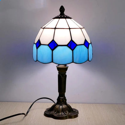 BowLift LED Table Lamp - Baroque Retro Style with Vintage Tiffany Glass (E27)