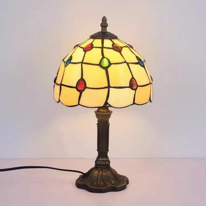 BowLift LED Table Lamp - Baroque Retro Style with Vintage Tiffany Glass (E27)