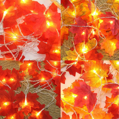 BowLift Maple Leaf Autumn String Lights - Warm Harvest Glow for Cozy Home Decor