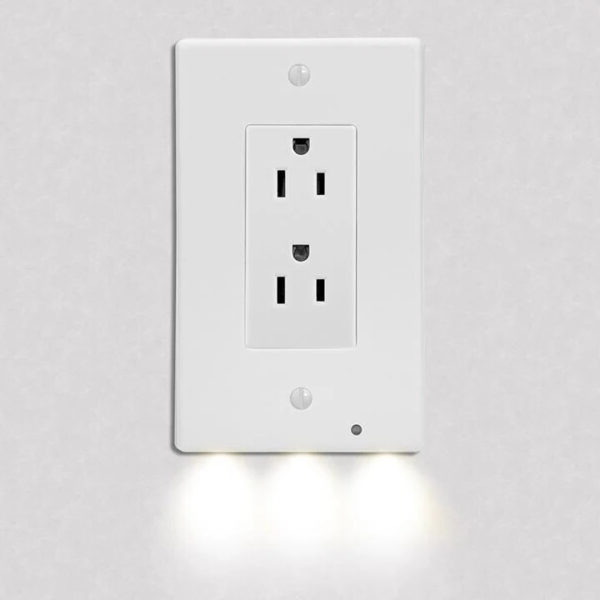 LZINA™ | Pack 4x LED Night Light Outlet Cover | Energy-Efficient, Automatic Sensor & Safe for Kids' Rooms