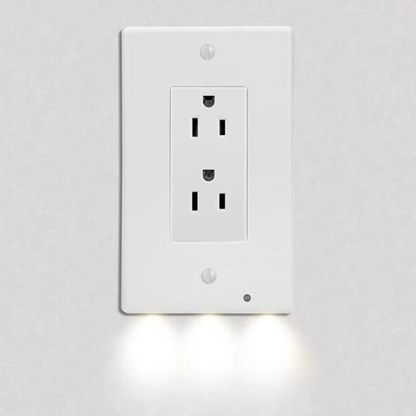 LZINA™ | Pack 4x LED Night Light Outlet Cover | Energy-Efficient, Automatic Sensor & Safe for Kids' Rooms