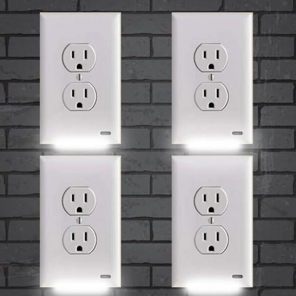 LZINA™ | Pack 4x LED Night Light Outlet Cover | Energy-Efficient, Automatic Sensor & Safe for Kids' Rooms