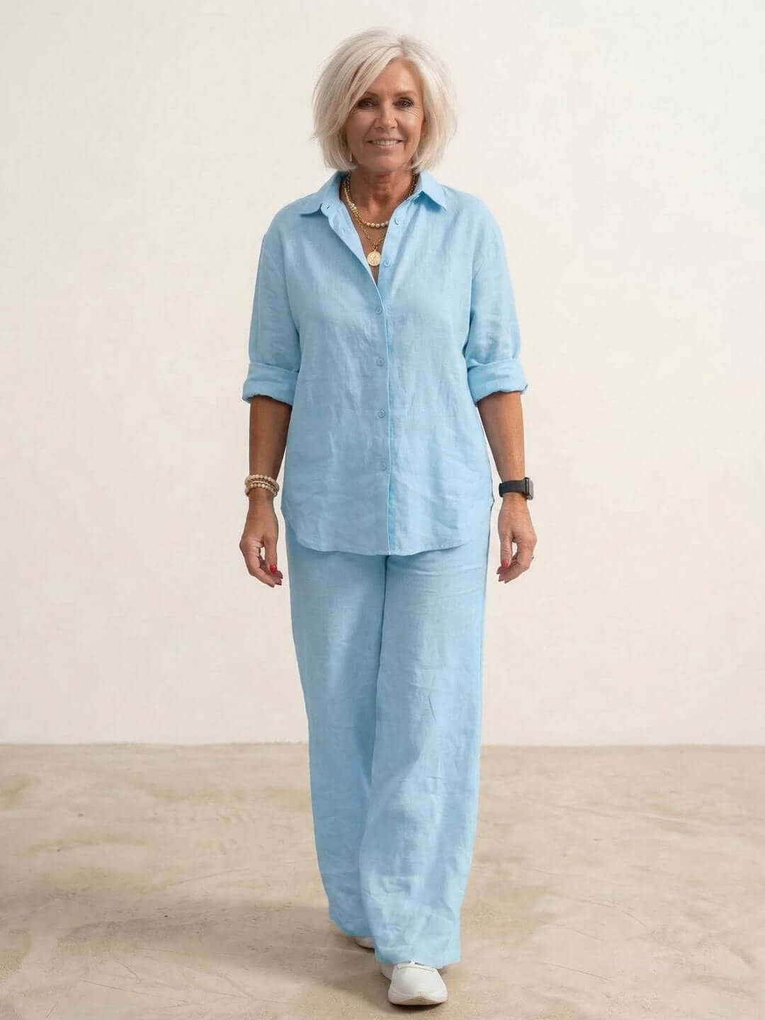 Women’s Button-Down Shirt & Wide Leg Trousers Co-Ord Set
