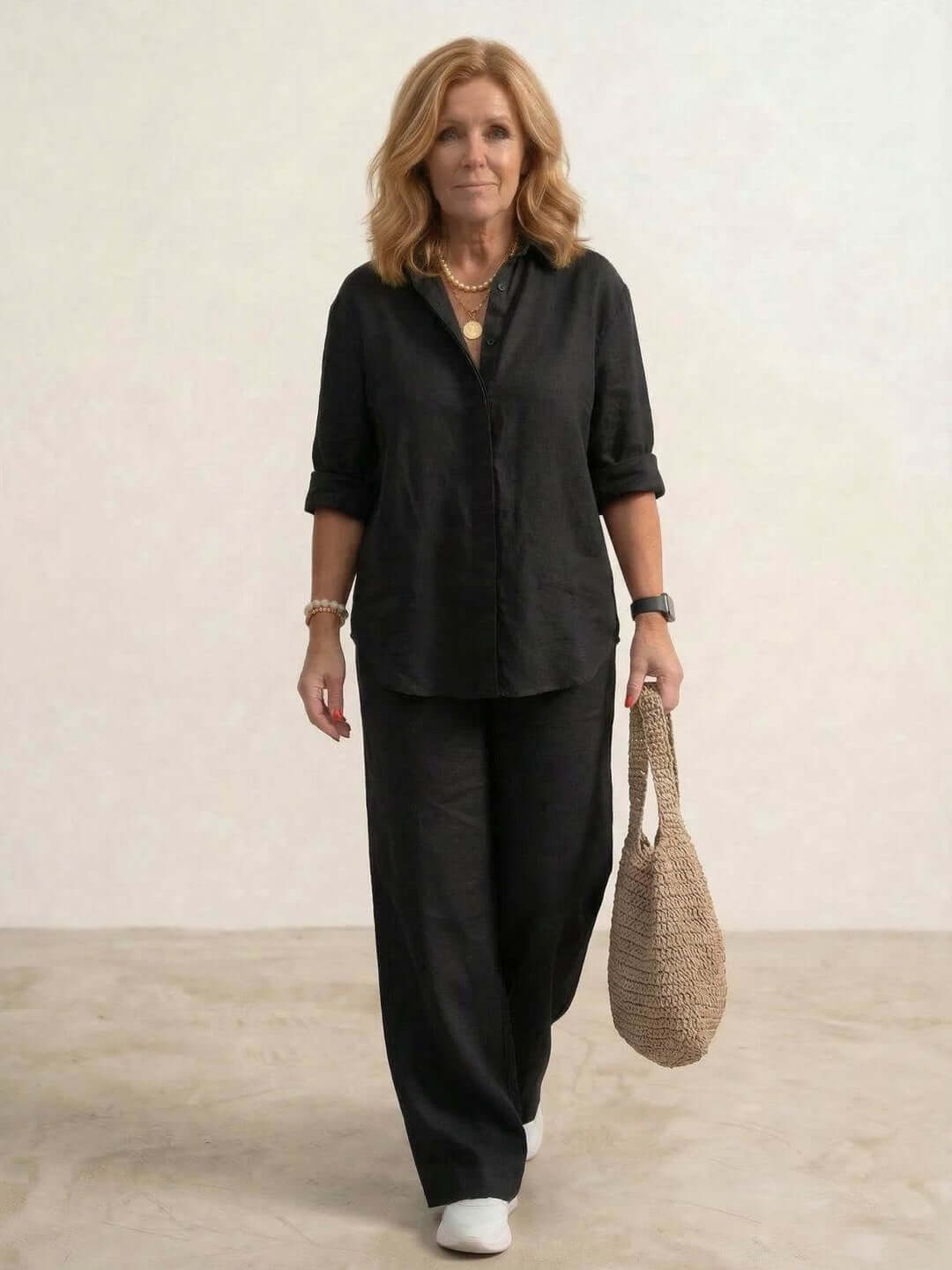 Women’s Button-Down Shirt & Wide Leg Trousers Co-Ord Set