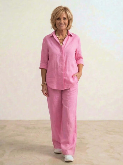 Women’s Button-Down Shirt & Wide Leg Trousers Co-Ord Set