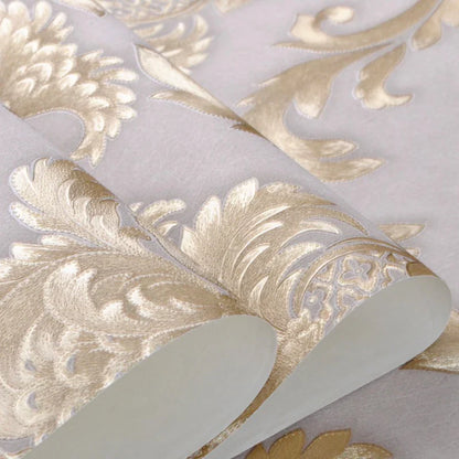 LZINA™ | Gold textured luxury classic 3D damask wallpaper decor