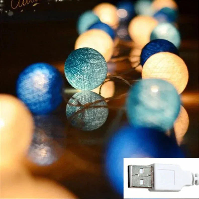 BowLift Whimsical Pastel Cotton Ball Fairy Lights Garland