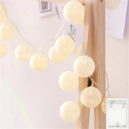 BowLift Whimsical Pastel Cotton Ball Fairy Lights Garland