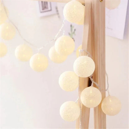 BowLift Whimsical Pastel Cotton Ball Fairy Lights Garland