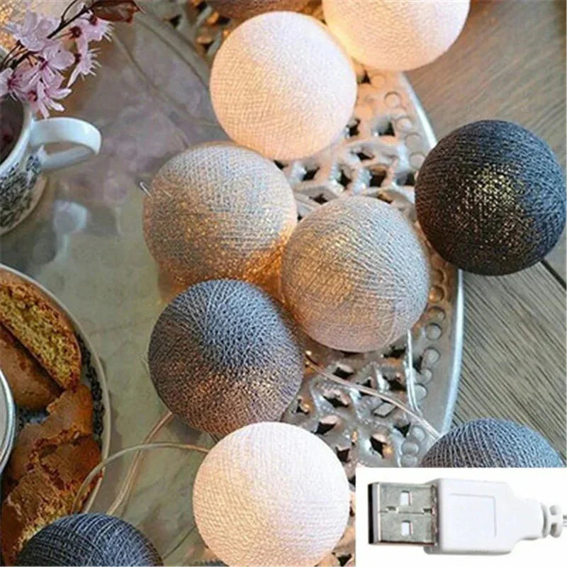 BowLift Whimsical Pastel Cotton Ball Fairy Lights Garland