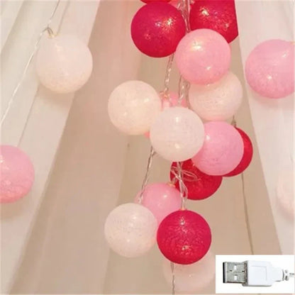 BowLift Whimsical Pastel Cotton Ball Fairy Lights Garland