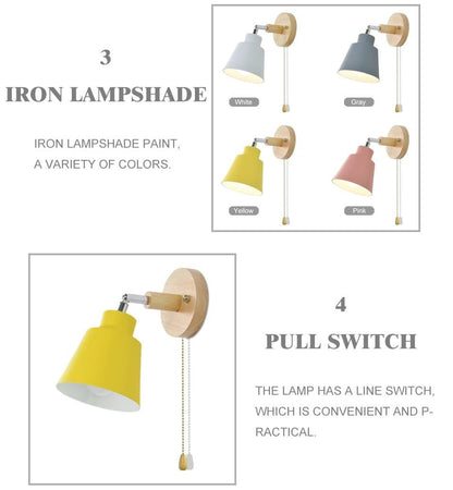BowLift Collin Rotatable Wall Light with Easy Pull-Chain Switch