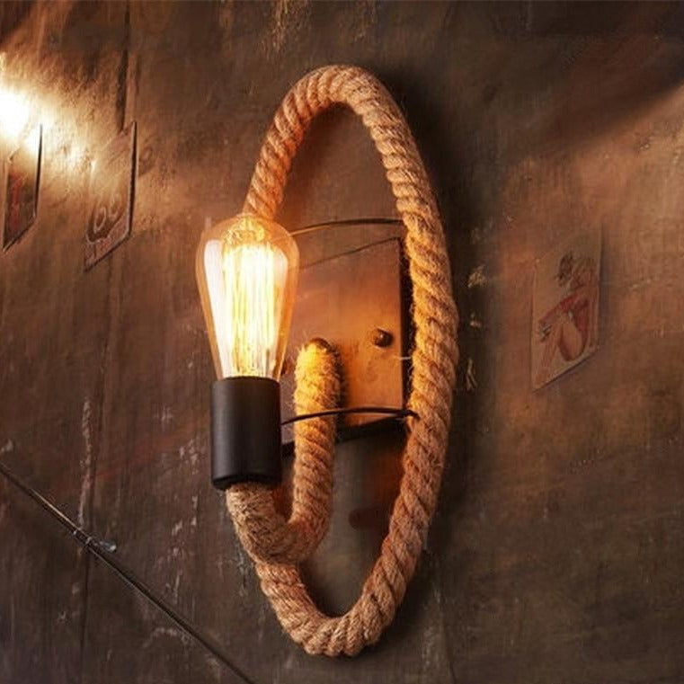 BowLift Vintage Rope Wall Light - Rustic Charm with Warm Glow