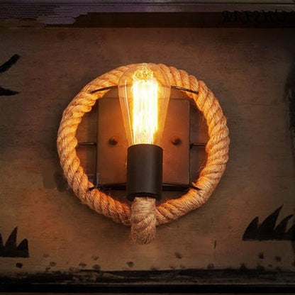 BowLift Vintage Rope Wall Light - Rustic Charm with Warm Glow