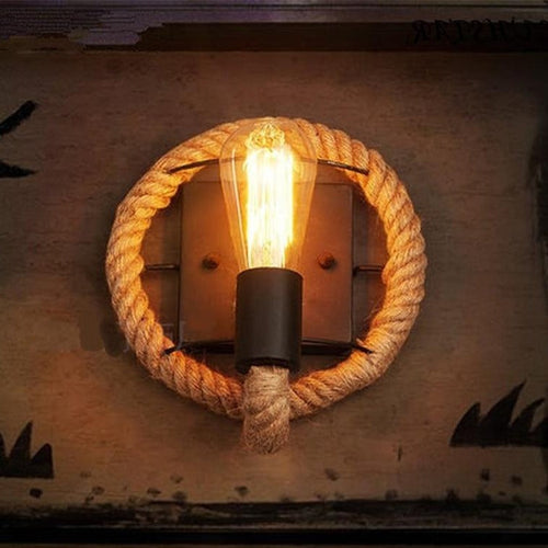 BowLift Vintage Rope Wall Light - Rustic Charm with Warm Glow