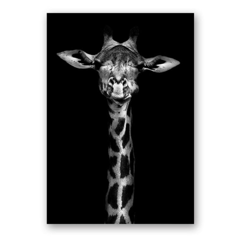 LZINA™ | Nature Wild Animals Africa Wildlife Black White - Canvas Wall Art Painting