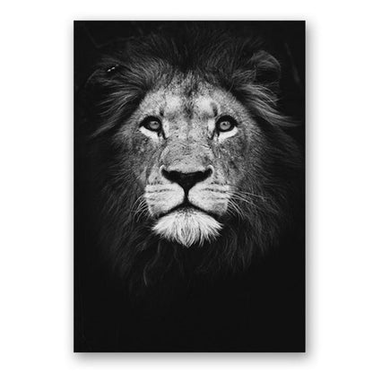 LZINA™ | Nature Wild Animals Africa Wildlife Black White - Canvas Wall Art Painting