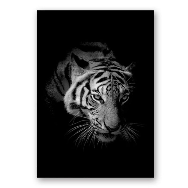 LZINA™ | Nature Wild Animals Africa Wildlife Black White - Canvas Wall Art Painting