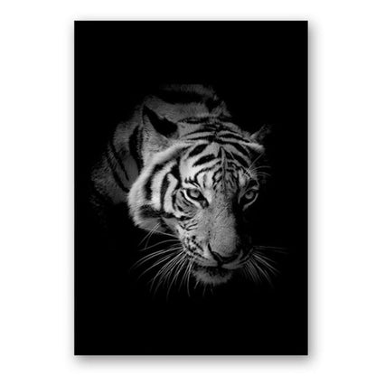 LZINA™ | Nature Wild Animals Africa Wildlife Black White - Canvas Wall Art Painting
