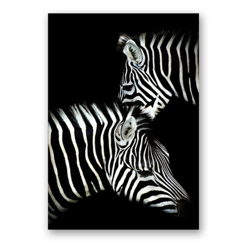 LZINA™ | Nature Wild Animals Africa Wildlife Black White - Canvas Wall Art Painting