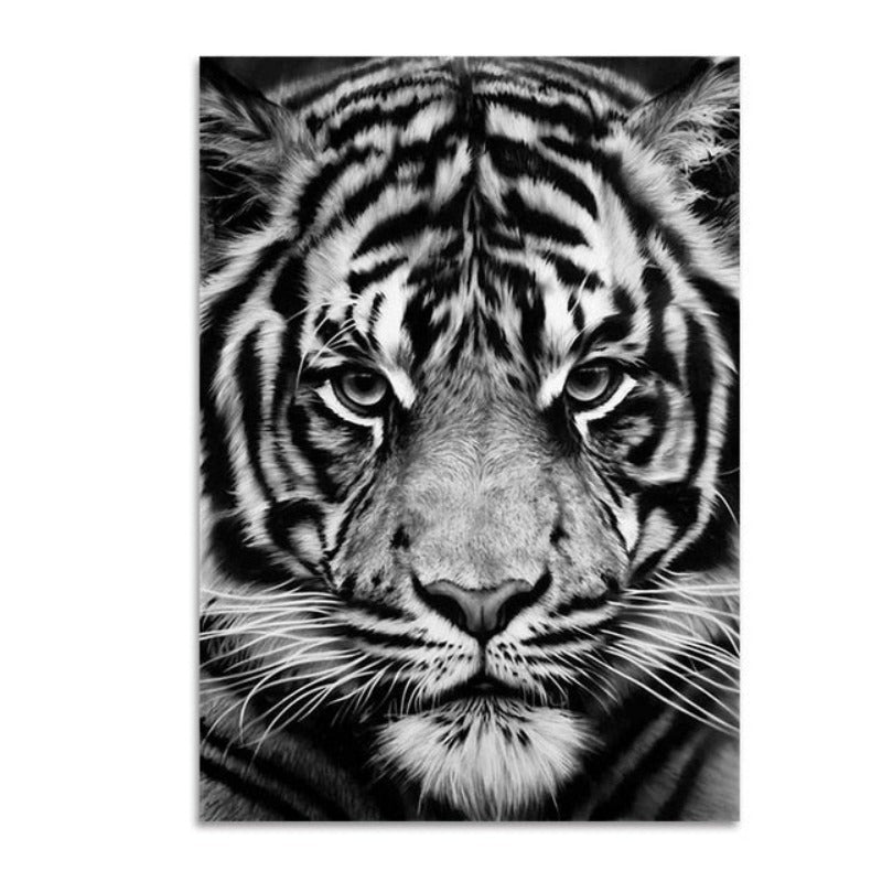 LZINA™ | Nature Wild Animals Africa Wildlife Black White - Canvas Wall Art Painting