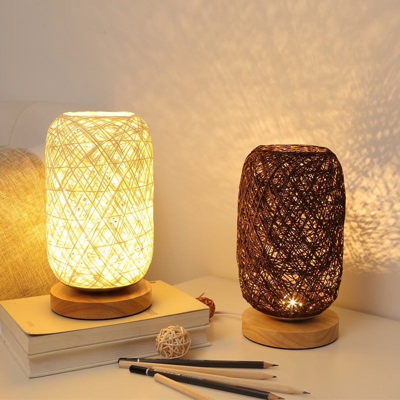 BowLift Rattan Wood Table Lamp - Natural, Sculptural Lighting for Any Space
