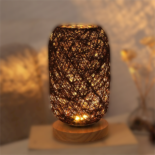 BowLift Rattan Wood Table Lamp - Natural, Sculptural Lighting for Any Space
