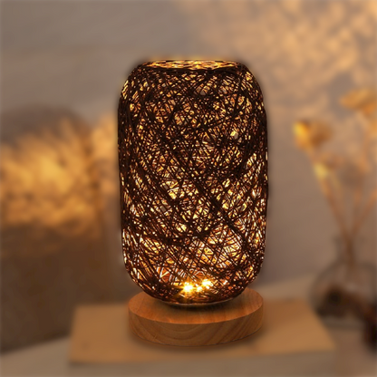 BowLift Rattan Wood Table Lamp - Natural, Sculptural Lighting for Any Space
