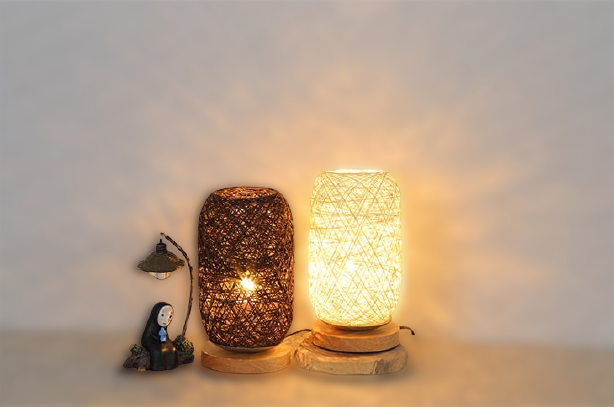 BowLift Rattan Wood Table Lamp - Natural, Sculptural Lighting for Any Space