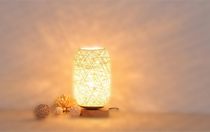 BowLift Rattan Wood Table Lamp - Natural, Sculptural Lighting for Any Space
