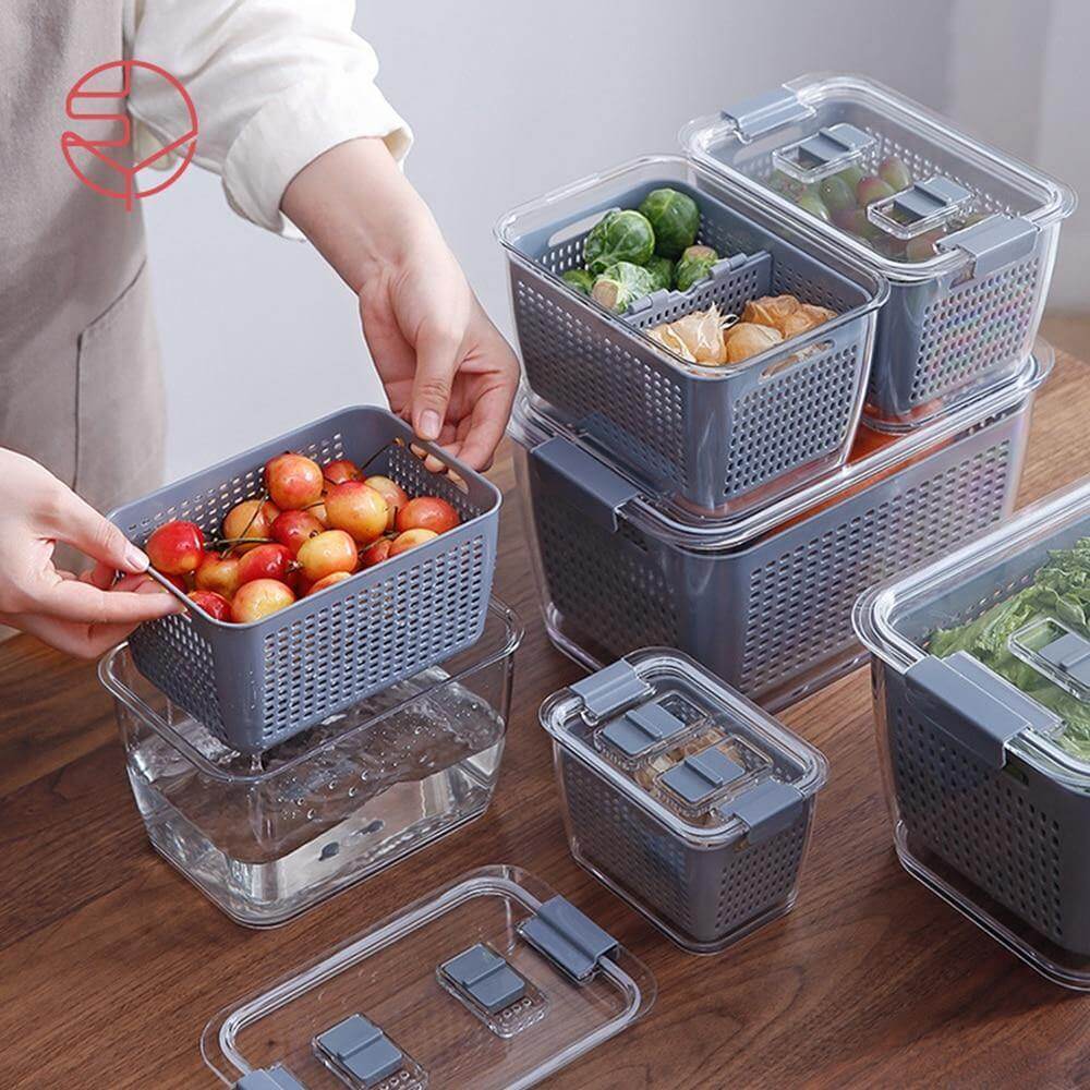 BowLift | Multifunctional Vegetable & Fruit Refrigerator Drainage Organizer Box with Lid