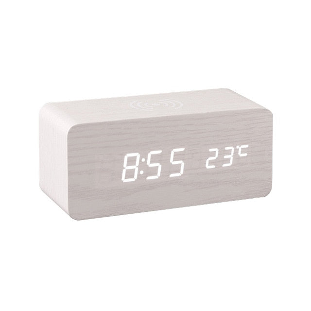 BowLift | Modern Wood Wireless Charging Clock