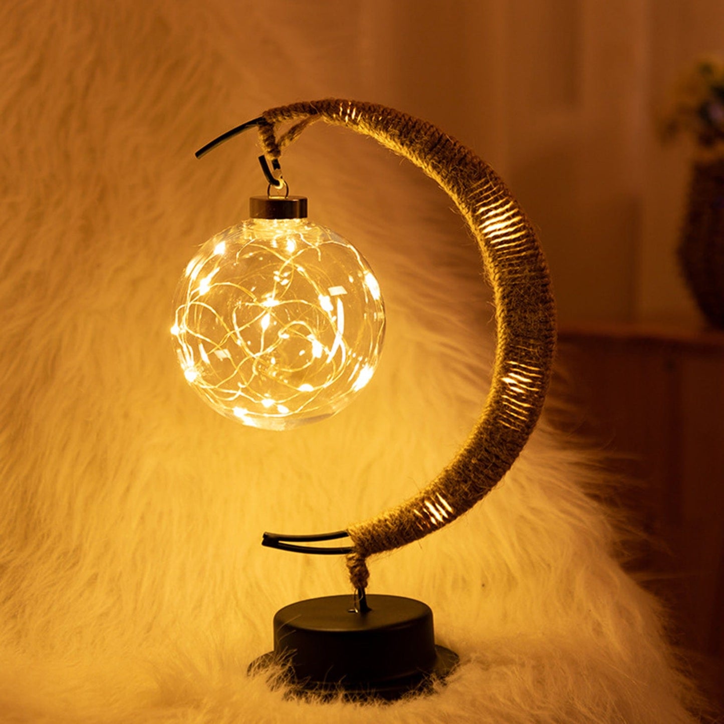 BowLift | Rayvia Lunar Lamp: Enchanting Half-Moon LED Light with Glass Globe for a Cozy Atmosphere