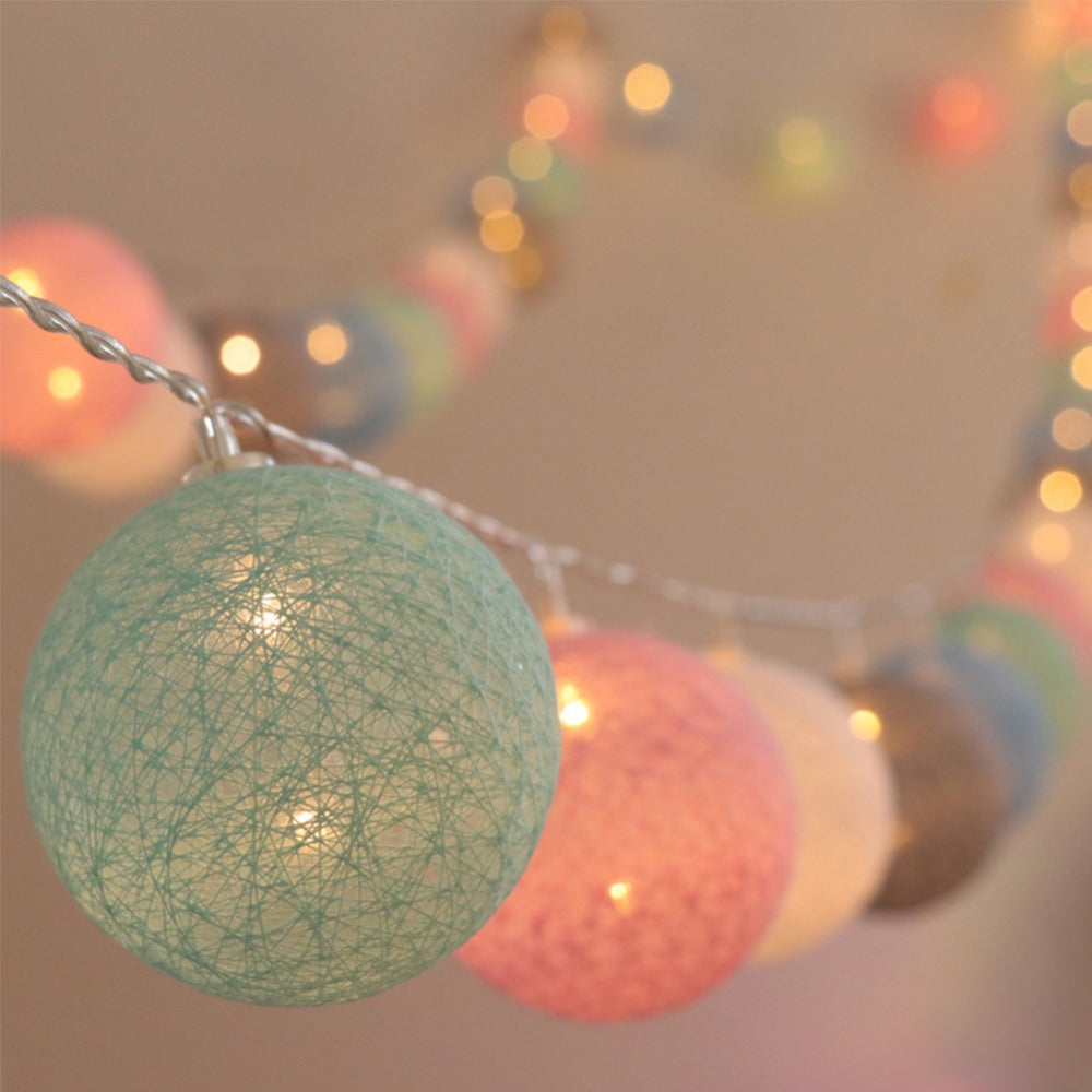 BowLift LED Cotton Ball String Lights – Soft Ambient Glow for Any Space