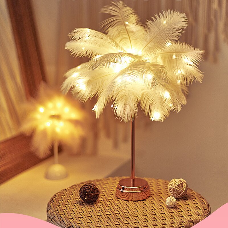BowLift Feather Palm Table Lamp — Creative Desk Lighting