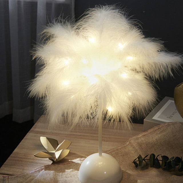 BowLift Feather Palm Table Lamp — Creative Desk Lighting