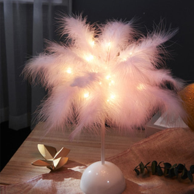BowLift Feather Palm Table Lamp — Creative Desk Lighting