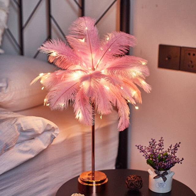 BowLift Feather Palm Table Lamp — Creative Desk Lighting
