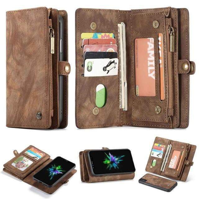 LZINA™ | Detachable Genuine Leather Magnetic Flip Cover Phone Case