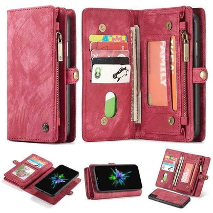 LZINA™ | Detachable Genuine Leather Magnetic Flip Cover Phone Case