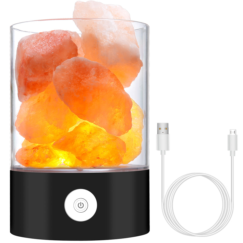 BowLift Himalayan Salt Desk Lamp & Air Purifier – White Finish, Soft Amber Glow & Clean Air