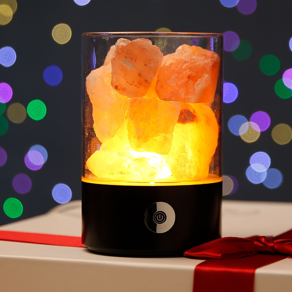 BowLift Himalayan Salt Desk Lamp & Air Purifier – White Finish, Soft Amber Glow & Clean Air