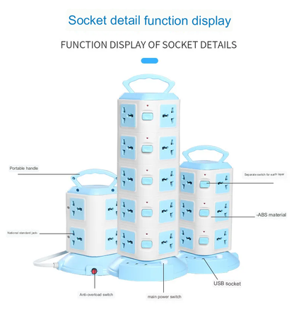 BowLift | Tower Design Surge Protector Vertical Power Strip
